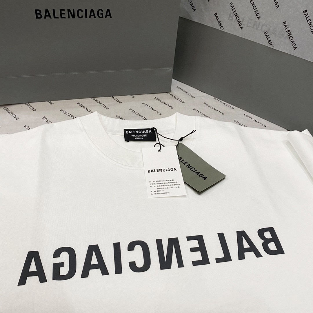 Balenciaga SS23 Logo 字母印花 白色 T 恤 圆领 夏季 男女同款 612966TNVV89784