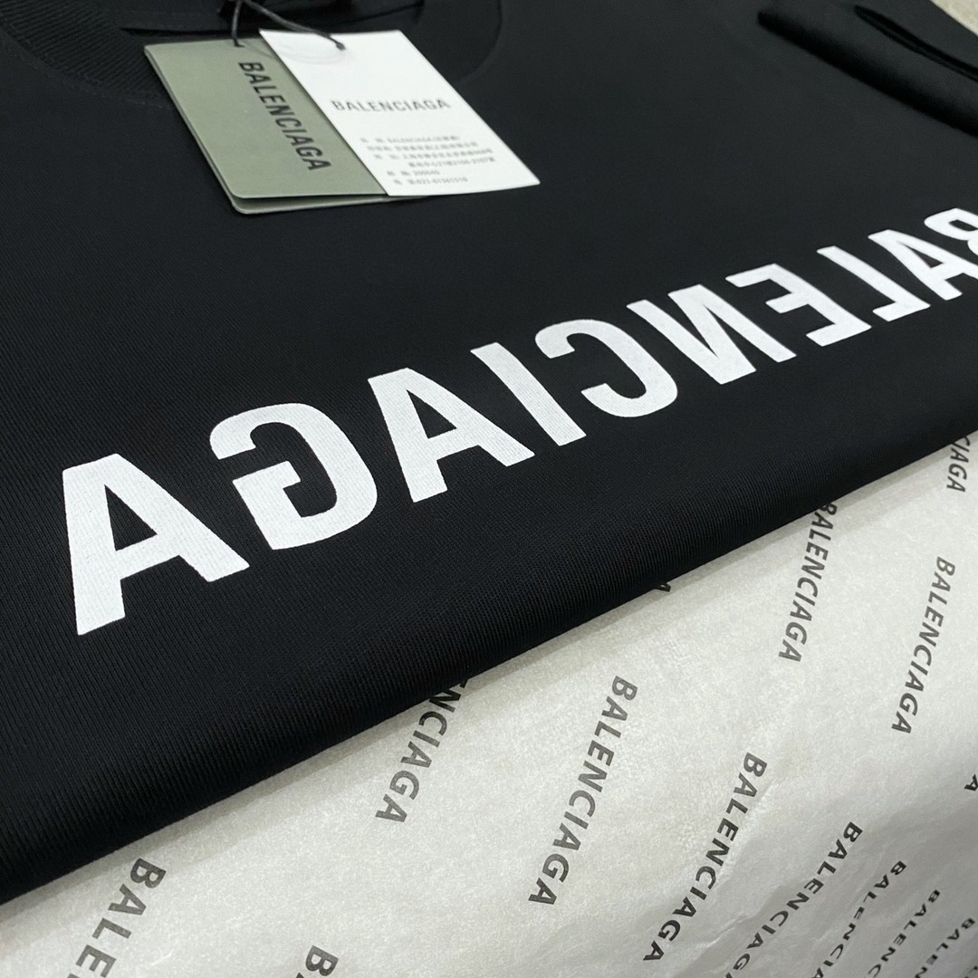 Balenciaga SS23 Logo 字母印花 黑色 T 恤 圆领 夏季 男女同款 612966TNVR21070