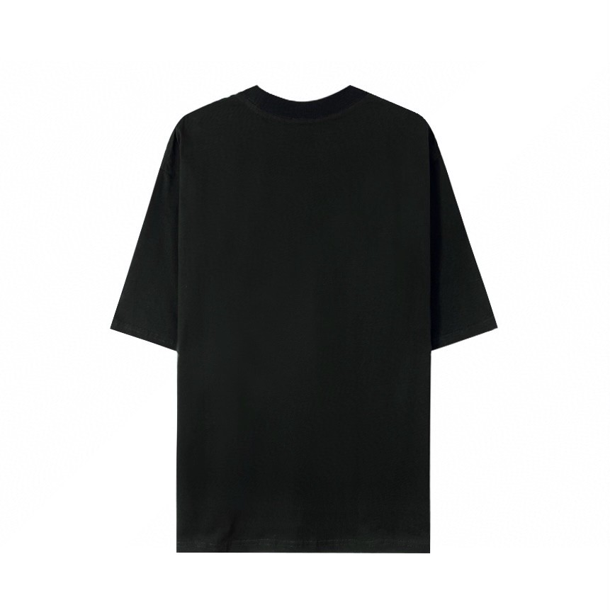 BALENCIAGA 巴黎世家 胸前BB字母小标刺绣 纯色 小字母 短袖 黑色 T 恤 圆领 夏季 男女同款 