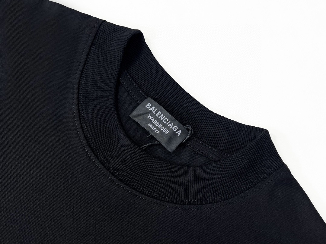 Balenciaga SS23 Logo 字母印花 黑色 T 恤 圆领 夏季 男女同款 612966TNVR21070
