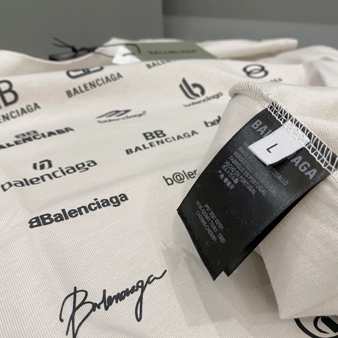 Balenciaga SS23字母 Logo 印花 米白色 T 恤 圆领 夏季 男女同款 712398TNVQ79784