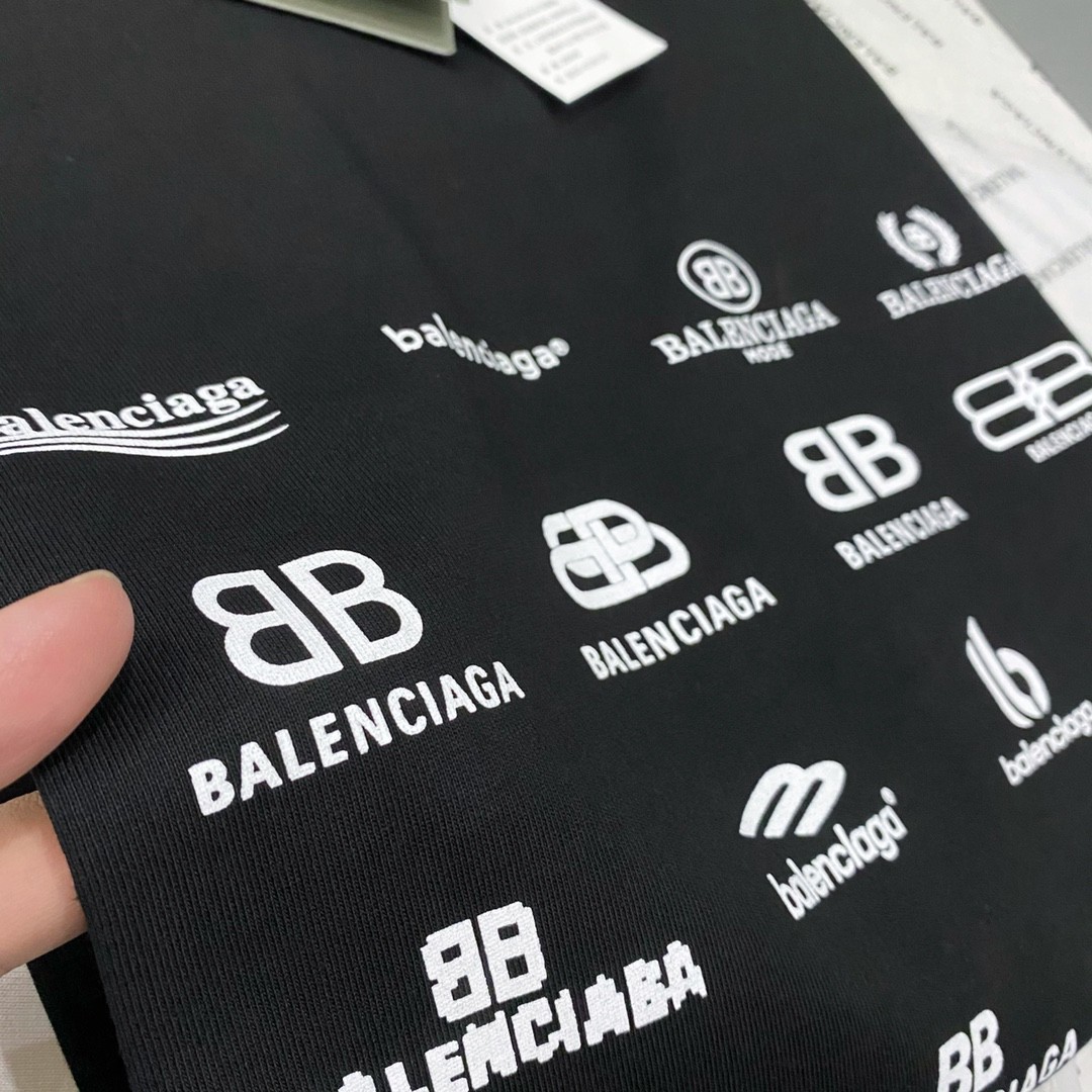 Balenciaga SS23字母 Logo 印花 黑色 T 恤 圆领 夏季 男女同款 712398TNVQ71070