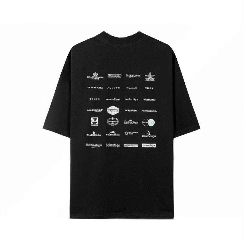 Balenciaga SS23字母 Logo 印花 黑色 T 恤 圆领 夏季 男女同款 712398TNVQ71070