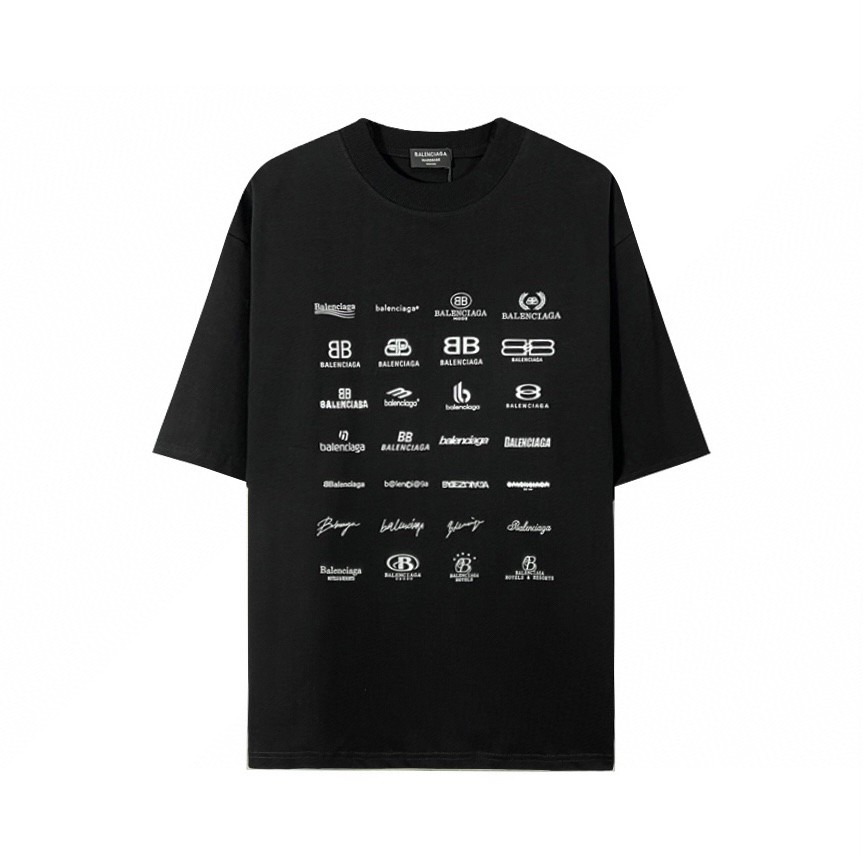 Balenciaga SS23字母 Logo 印花 黑色 T 恤 圆领 夏季 男女同款 712398TNVQ71070