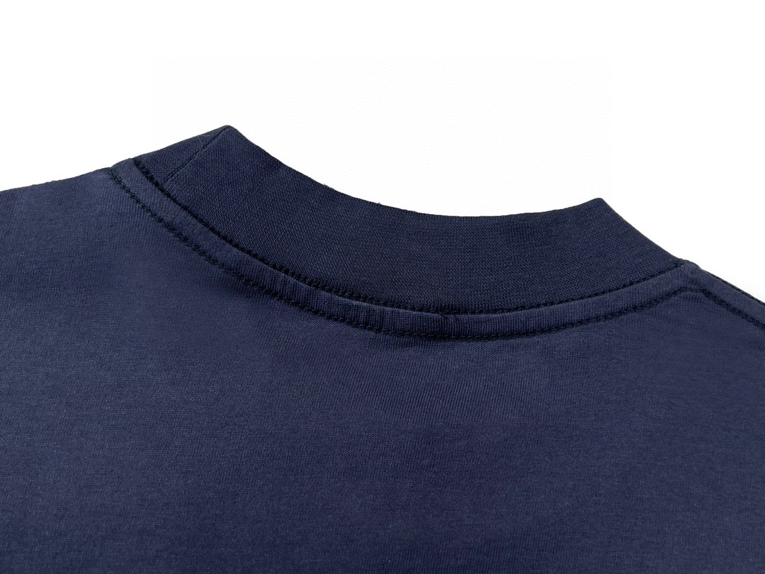 Balenciaga SS22 麦穗 Logo 胸前徽标图案印花 深蓝色 T 恤 圆领 夏季 男女同款 612966TMV954140