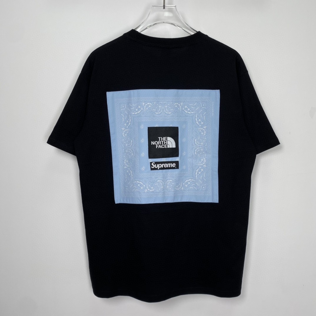 Supreme SS22 Week 16 The North Face 联名款 Bandana Tee 腰果花印花 Logo 黑色 T 恤 圆领 夏季 男女同款 SUP-SS22-754