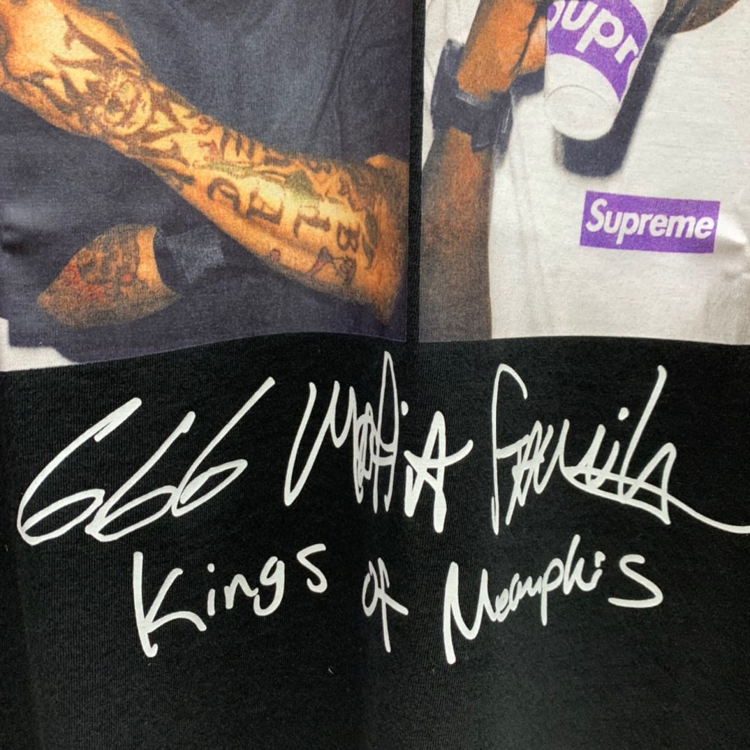 Supreme 12AW 666黑手党人物Photo 666 MAFIA TEE 黑色 圆领 短袖 T 恤 夏款 男女同款 