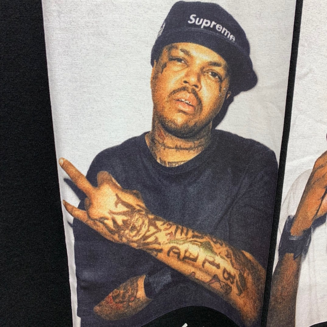 Supreme 12AW 666黑手党人物Photo 666 MAFIA TEE 黑色 圆领 短袖 T 恤 夏款 男女同款 