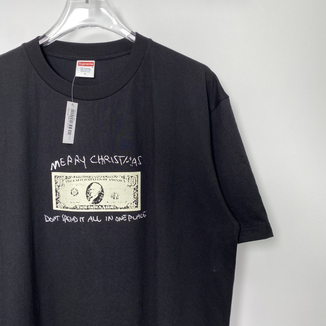 Supreme Week 18 Spend It Tee 字母印花 黑色 圆领 短袖 T 恤 夏款  男女同款 SUP-FW21-373