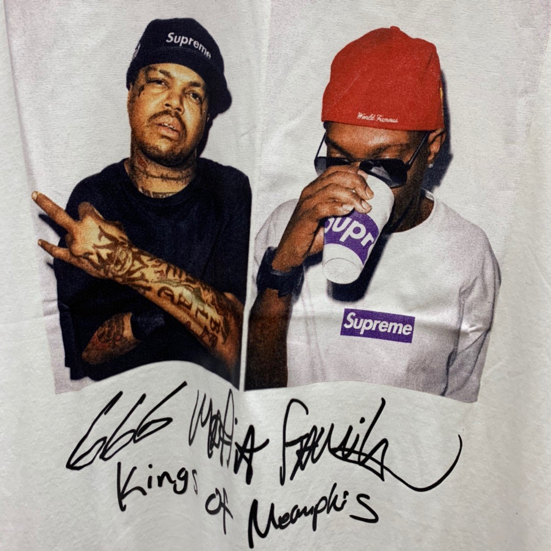 Supreme 12AW 666黑手党人物Photo 666 MAFIA TEE 白色 圆领 短袖 T 恤 夏款 男女同款 
