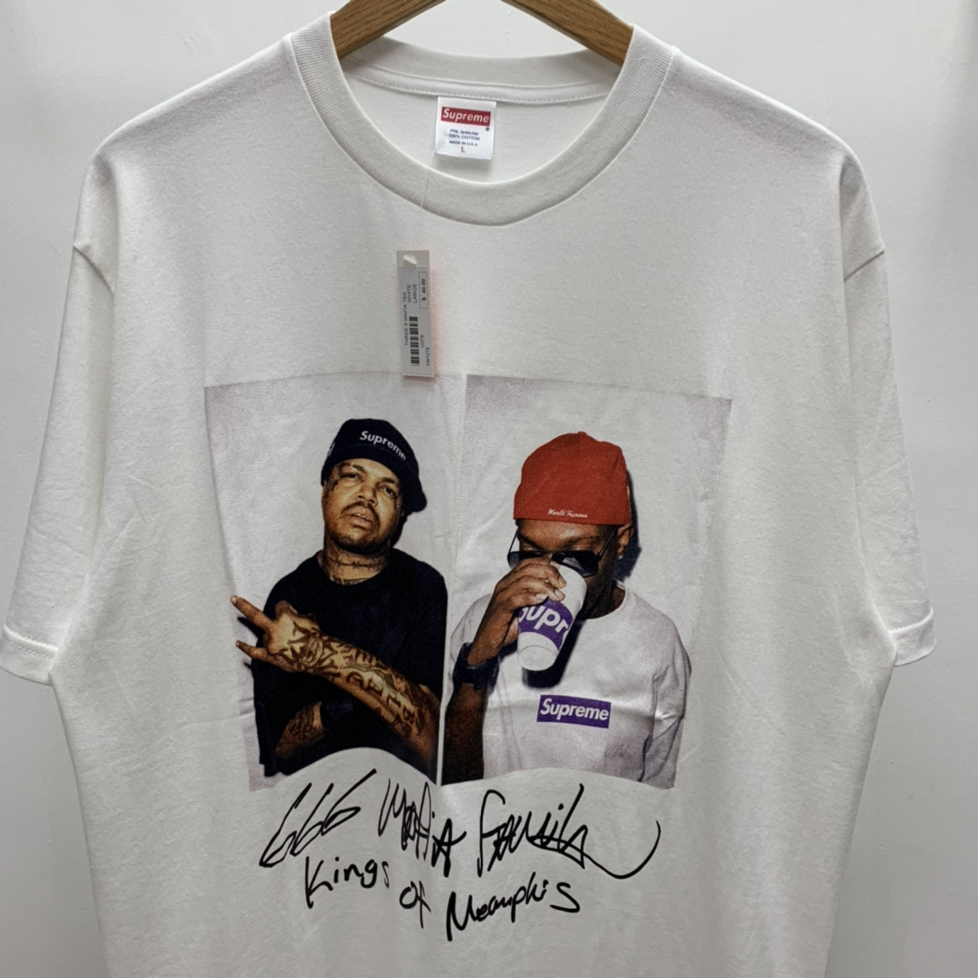 Supreme 12AW 666黑手党人物Photo 666 MAFIA TEE 白色 圆领 短袖 T 恤 夏款 男女同款 
