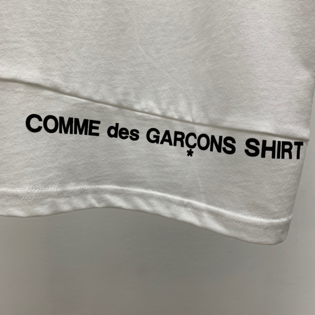 Supreme FW18 Comme des Garcons HIRT Split Box Logo Tee 联名款错位拼接 Logo 白色 圆领 短袖 T 恤 夏款  男女同款 SUP-FW18-399