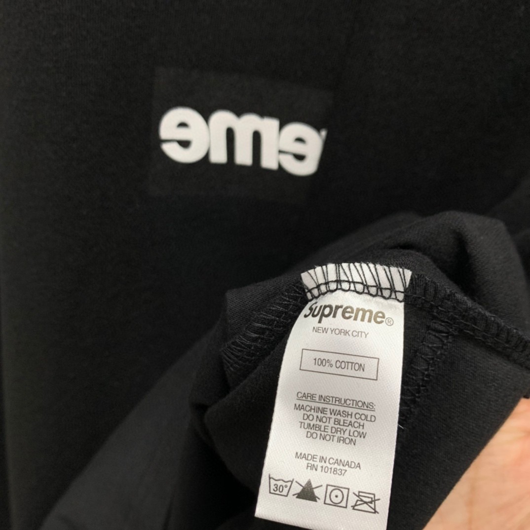 Supreme FW18 Comme des Garcons HIRT Split Box Logo Tee 联名款错位拼接 Logo 黑色 圆领 短袖 T 恤 夏款  男女同款 SUP-FW18-401