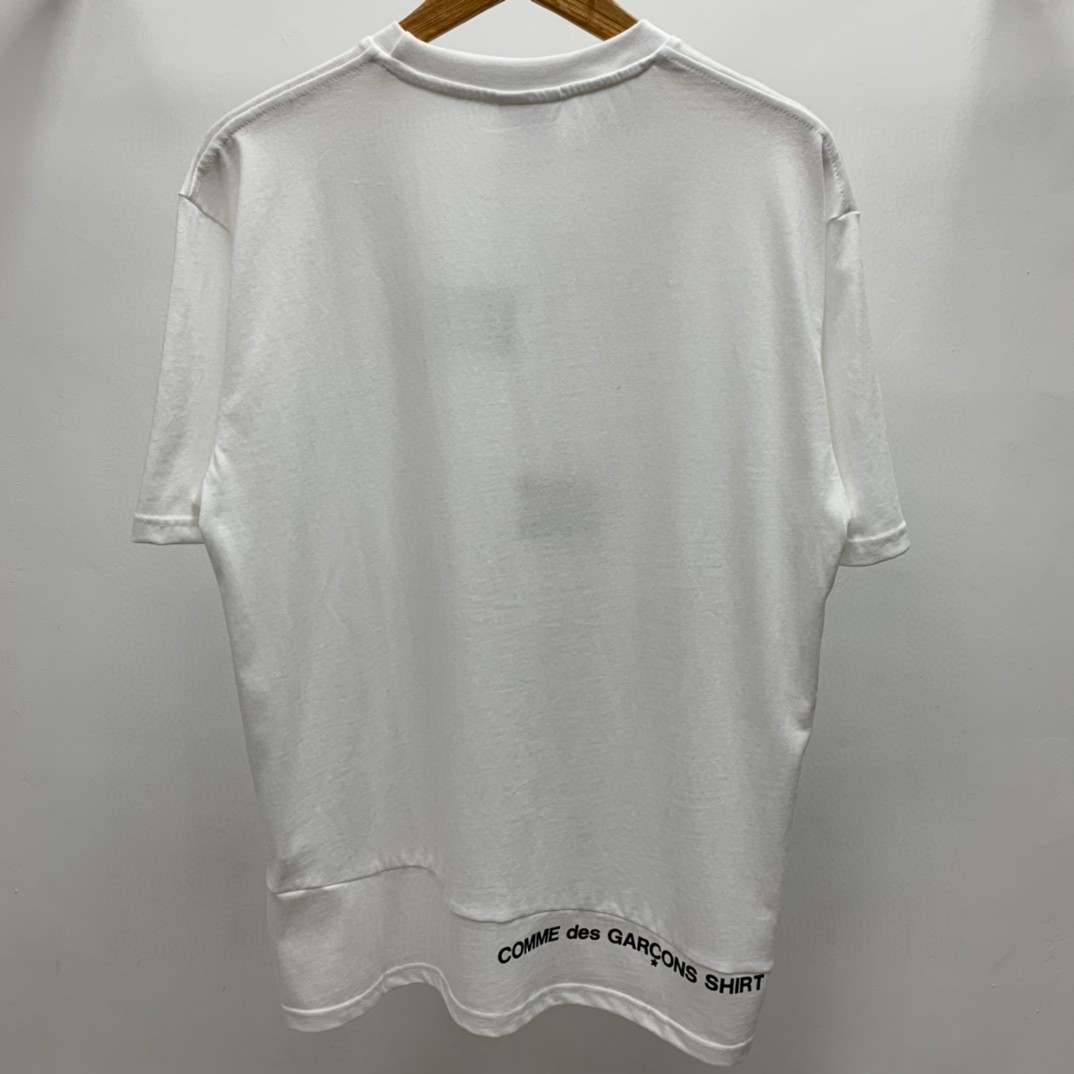 Supreme FW18 Comme des Garcons HIRT Split Box Logo Tee 联名款错位拼接 Logo 白色 圆领 短袖 T 恤 夏款  男女同款 SUP-FW18-399