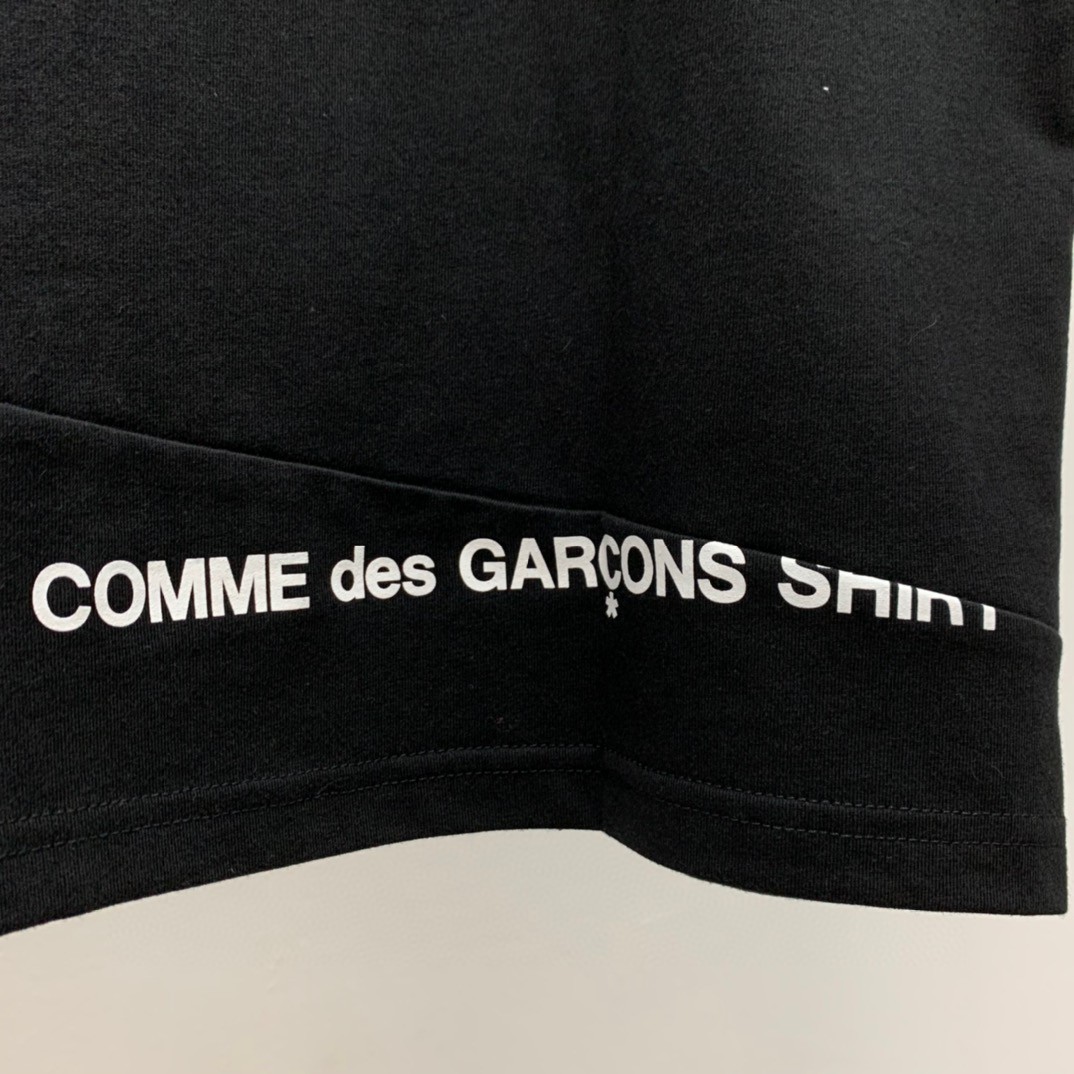Supreme FW18 Comme des Garcons HIRT Split Box Logo Tee 联名款错位拼接 Logo 黑色 圆领 短袖 T 恤 夏款  男女同款 SUP-FW18-401