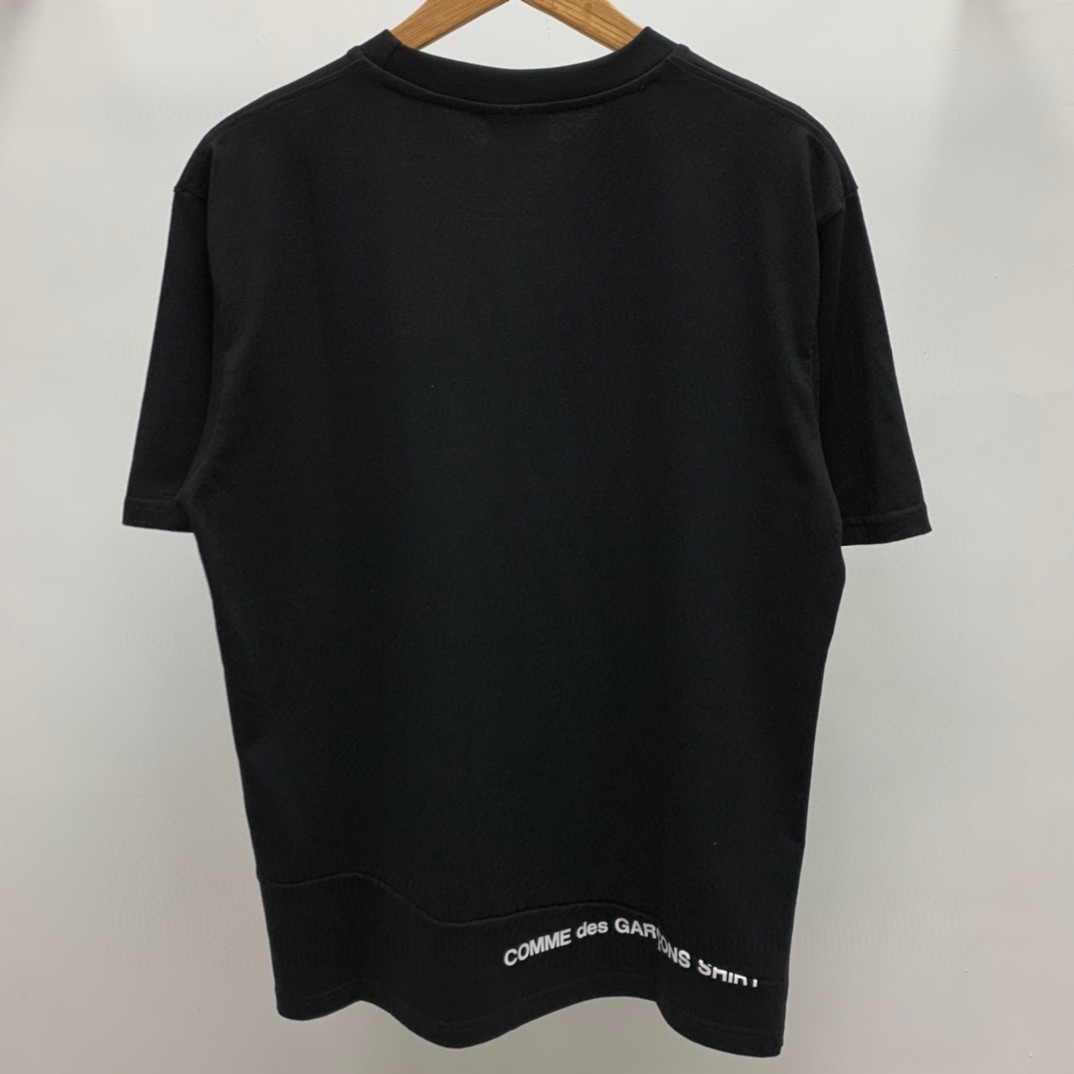 Supreme FW18 Comme des Garcons HIRT Split Box Logo Tee 联名款错位拼接 Logo 黑色 圆领 短袖 T 恤 夏款  男女同款 SUP-FW18-401
