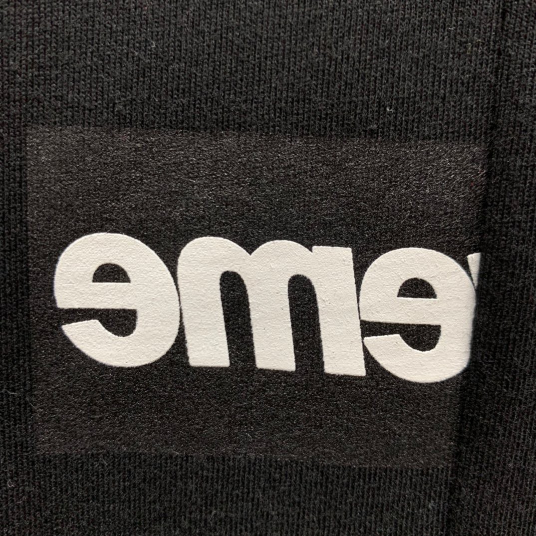 Supreme FW18 Comme des Garcons HIRT Split Box Logo Tee 联名款错位拼接 Logo 黑色 圆领 短袖 T 恤 夏款  男女同款 SUP-FW18-401