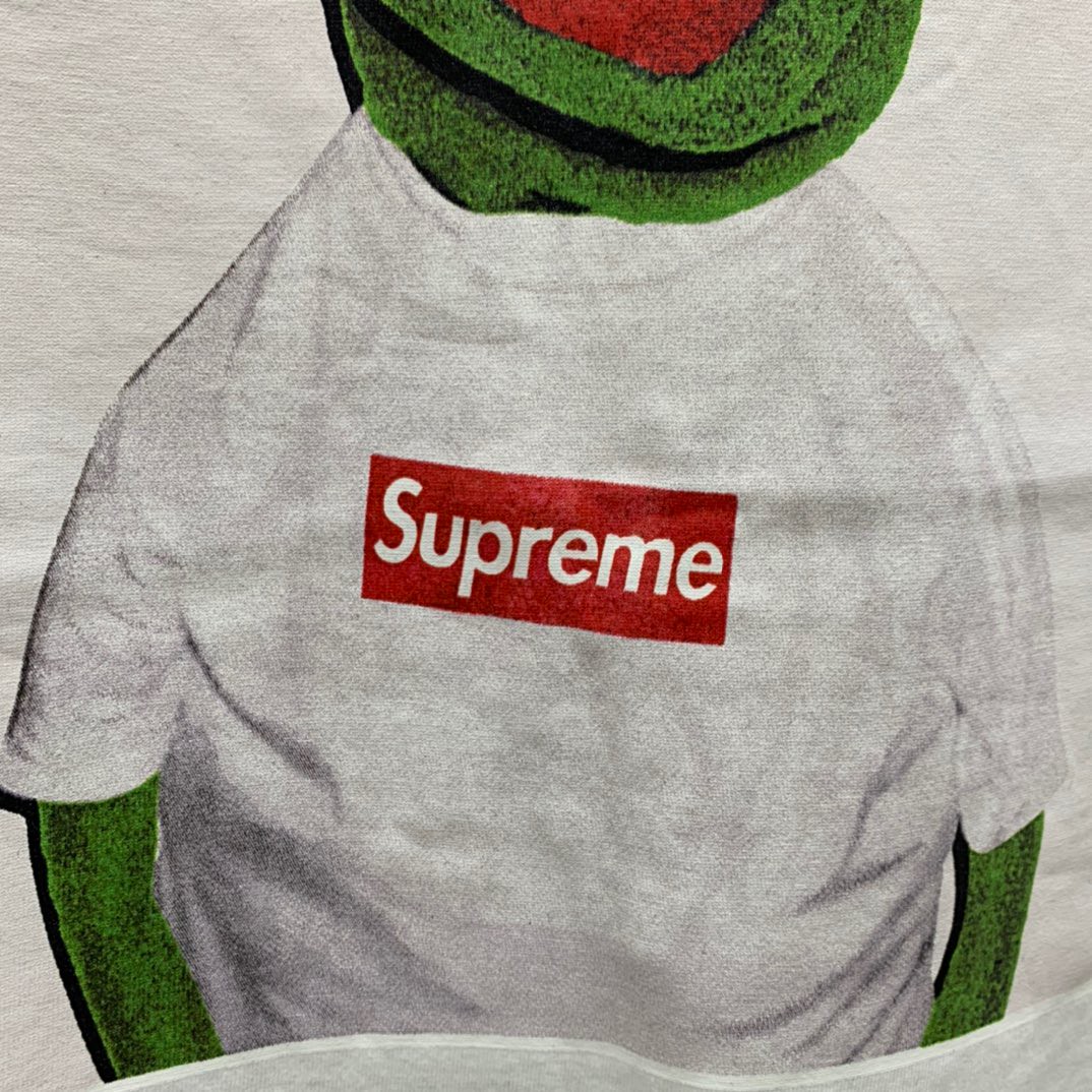 Supreme 08ss KERMIT 科密特青蛙 TEE 白色 圆领 短袖 T 恤 夏款  男女同款 