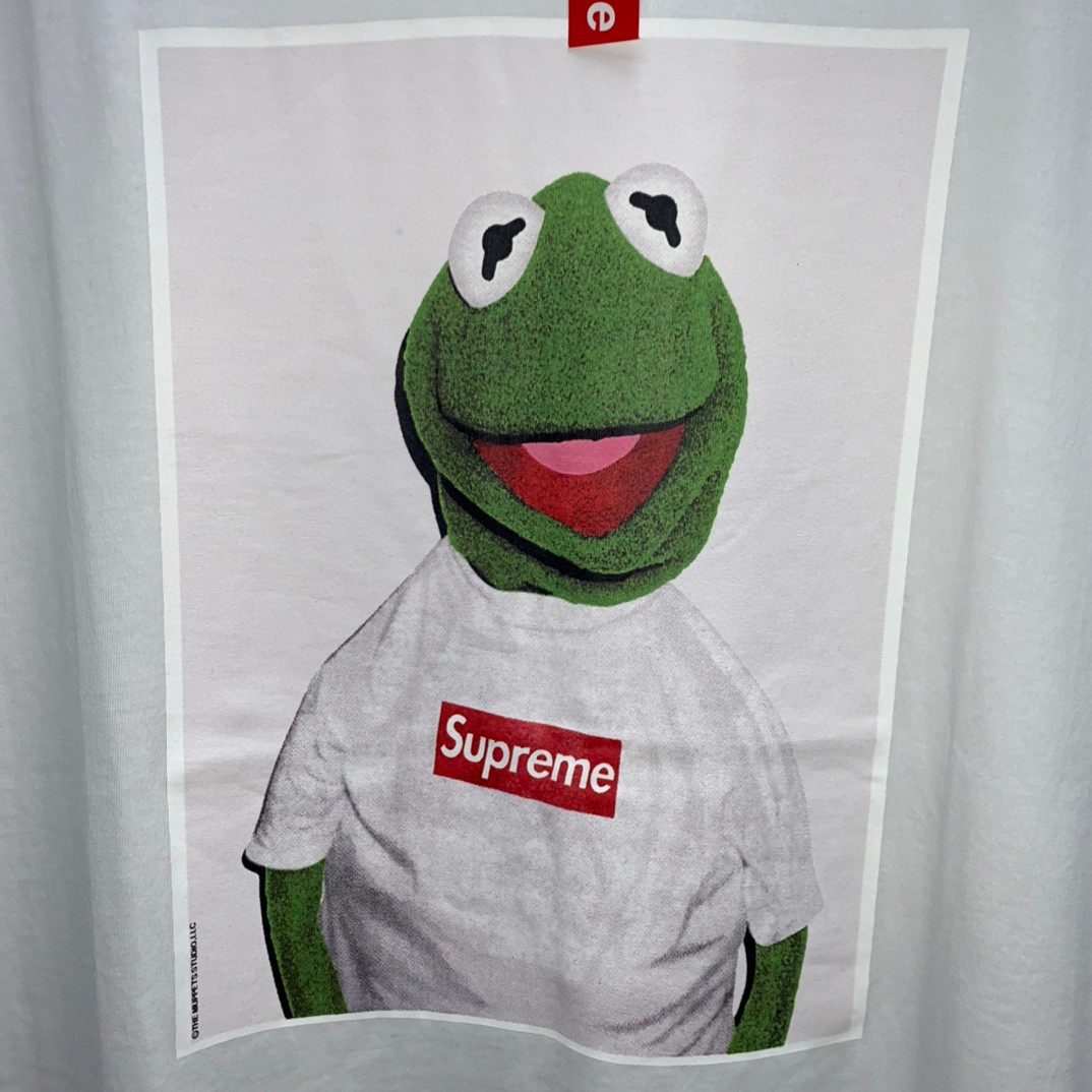 Supreme 08ss KERMIT 科密特青蛙 TEE 白色 圆领 短袖 T 恤 夏款  男女同款 
