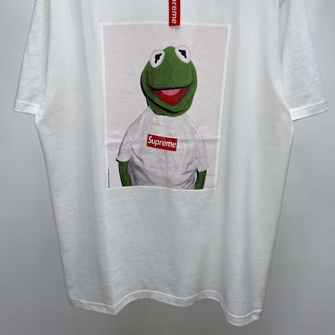 Supreme 08ss KERMIT 科密特青蛙 TEE 白色 圆领 短袖 T 恤 夏款  男女同款 