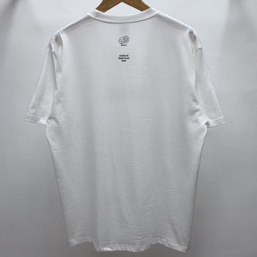 Supreme Week 9 村上隆慈善义卖太阳花 白色 圆领 短袖 T 恤 夏款  男女同款 SUP-SS20-590