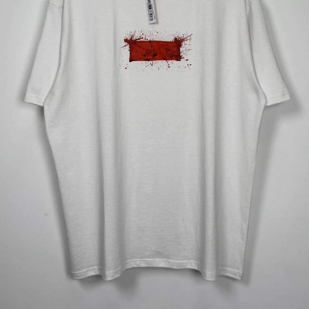 Supreme SS22 Week 8 Ralph Steadman Box Logo Tee 油漆涂抹 白色 圆领 短袖 T 恤 夏款  男女同款 SUP-SS22-620