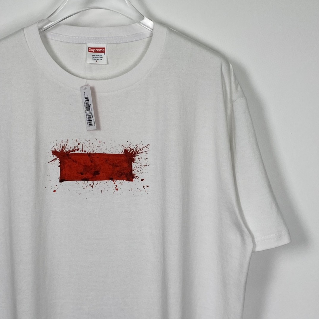 Supreme SS22 Week 8 Ralph Steadman Box Logo Tee 油漆涂抹 白色 圆领 短袖 T 恤 夏款  男女同款 SUP-SS22-620