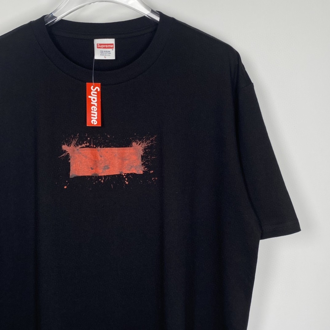 Supreme SS22 Week 8 Ralph Steadman Box Logo Tee 油漆涂抹 黑色 圆领 短袖 T 恤 夏款  男女同款 SUP-SS22-620