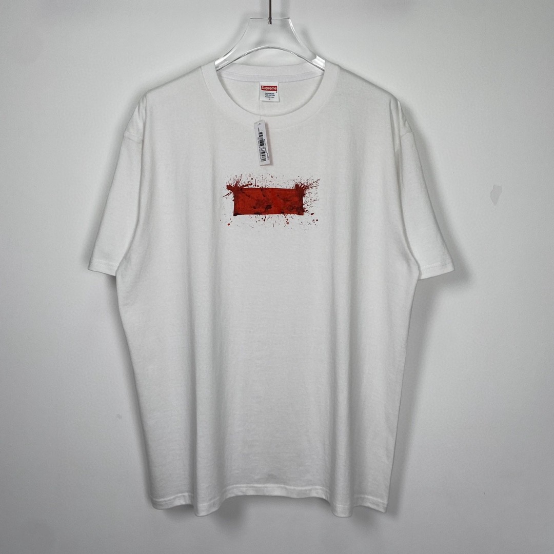Supreme SS22 Week 8 Ralph Steadman Box Logo Tee 油漆涂抹 白色 圆领 短袖 T 恤 夏款  男女同款 SUP-SS22-620