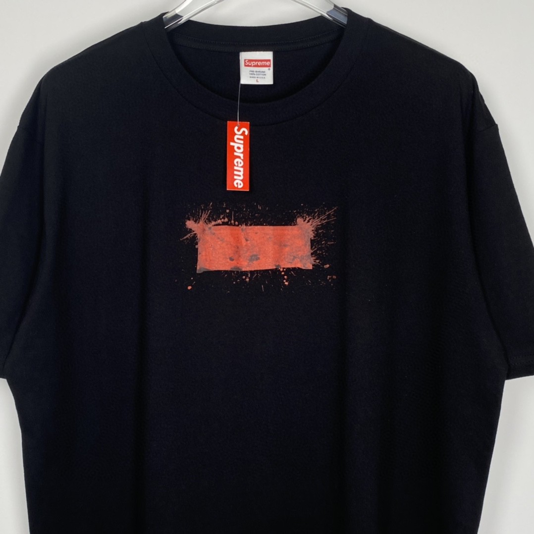 Supreme SS22 Week 8 Ralph Steadman Box Logo Tee 油漆涂抹 黑色 圆领 短袖 T 恤 夏款  男女同款 SUP-SS22-620