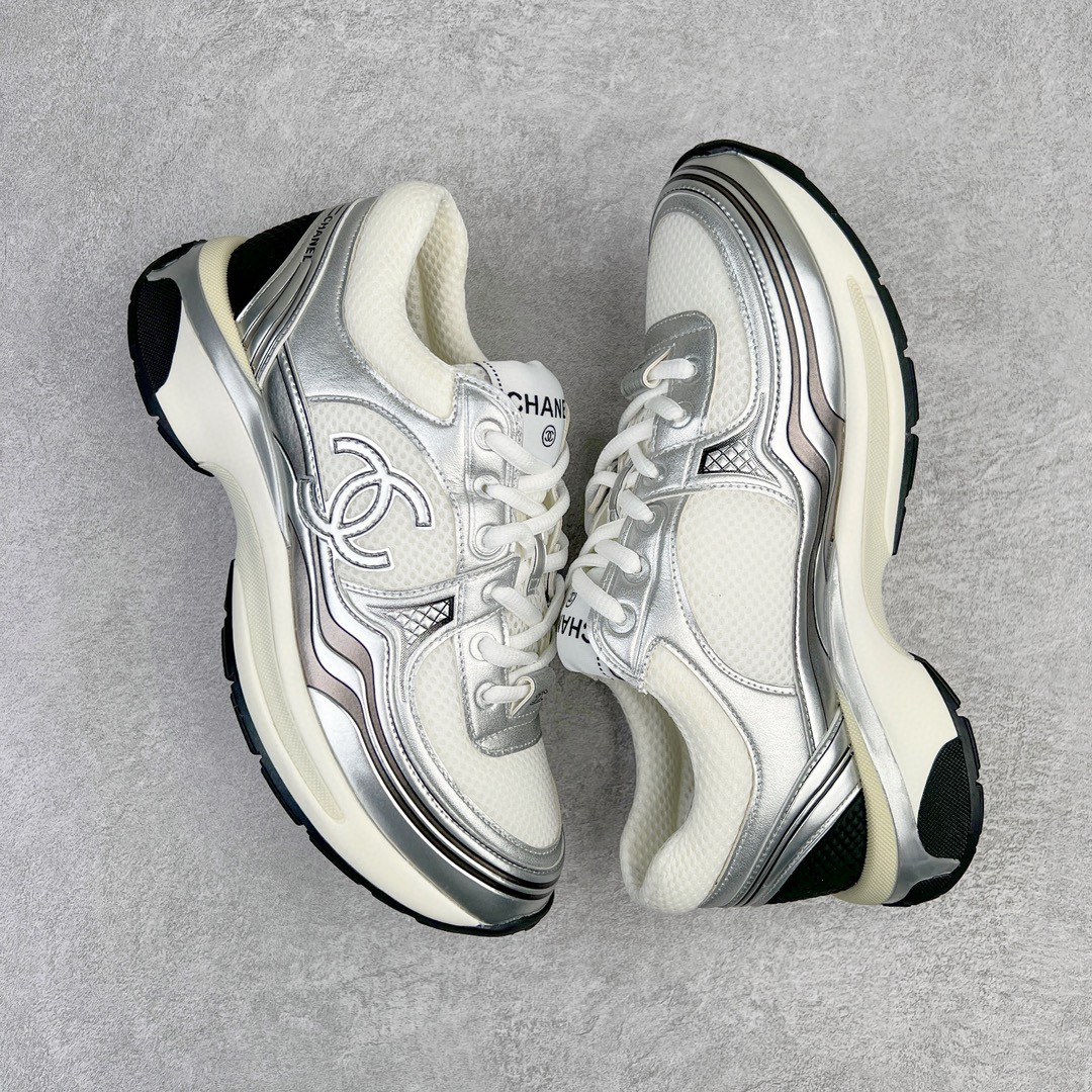 CHANEL 香奈儿 徽标 白银色 低筒 运动鞋 休闲鞋 跑步鞋 女鞋 G39792 Y56368 K5451