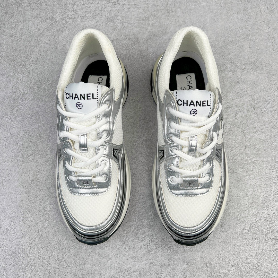 CHANEL 香奈儿 徽标 白银色 低筒 运动鞋 休闲鞋 跑步鞋 女鞋 G39792 Y56368 K5451