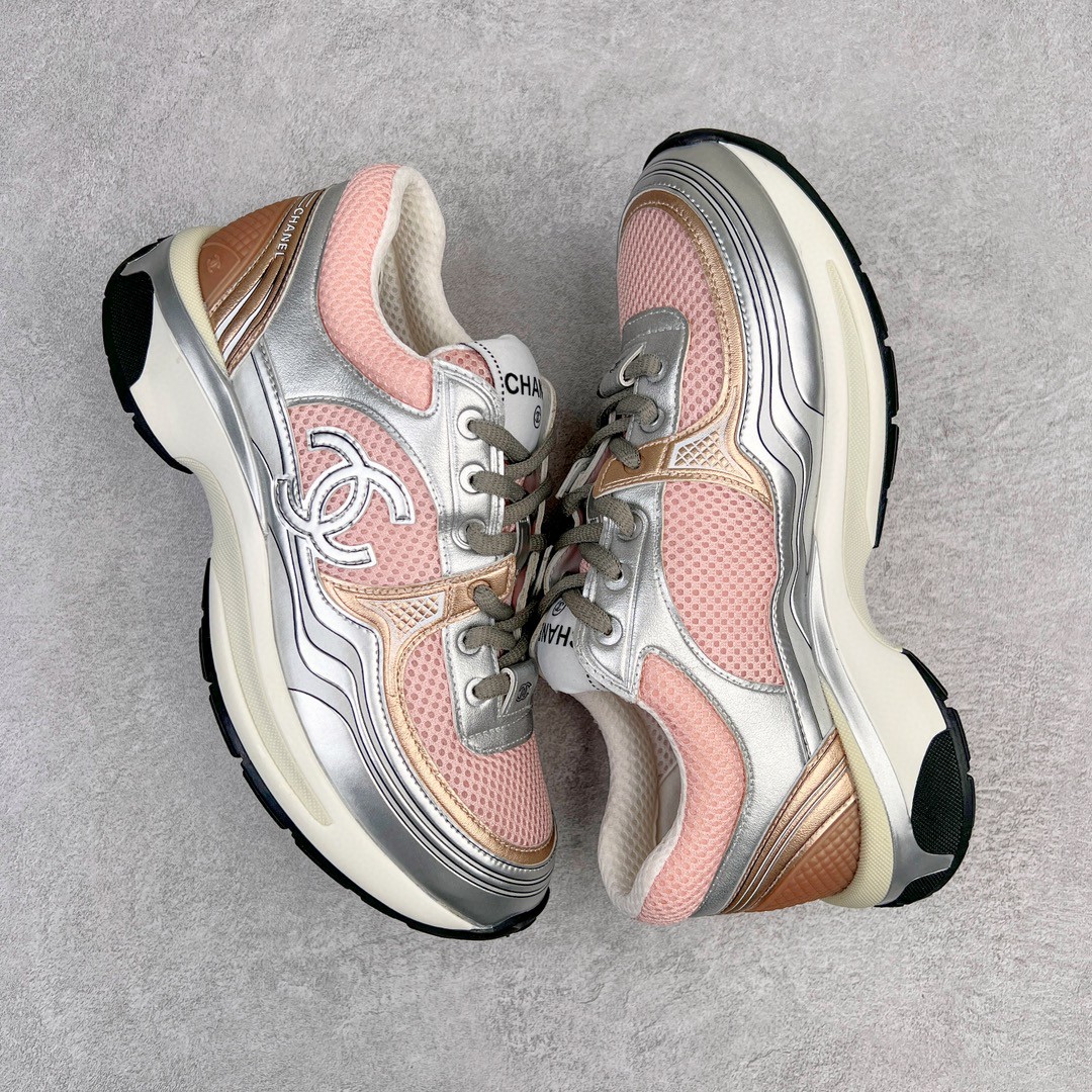 CHANEL 香奈儿 徽标 小香金属系列 银粉色 低筒 运动鞋 休闲鞋 跑步鞋 女鞋 