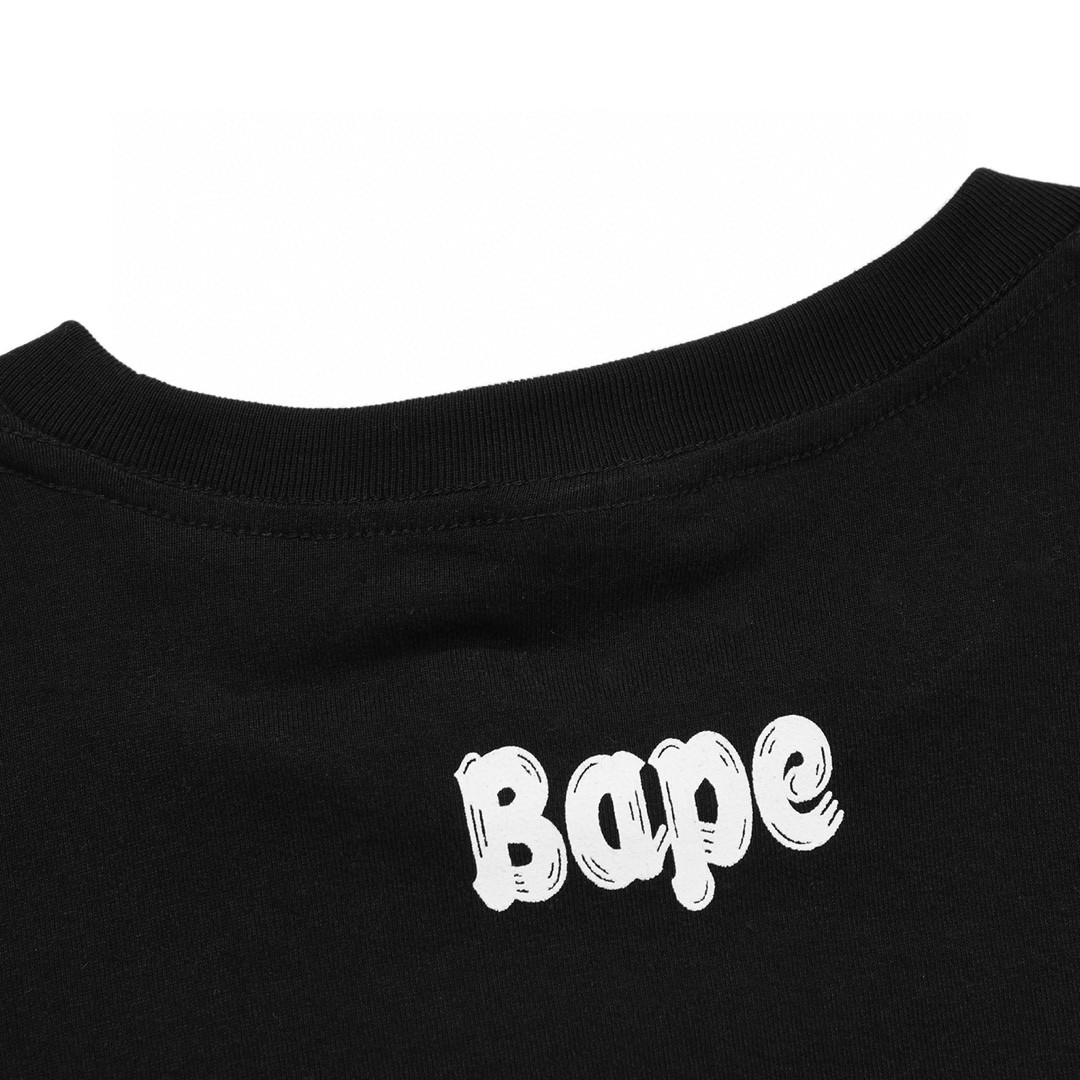 A BATHING APE BAPE 猿人头 字母印花 黑色 白色 圆领 T恤 短袖 夏款 男女同款 