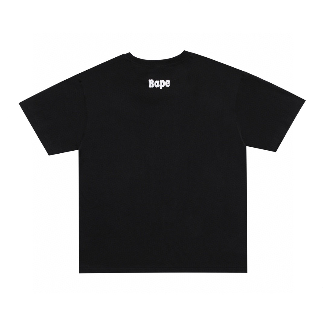 A BATHING APE BAPE 猿人头 字母印花 黑色 白色 圆领 T恤 短袖 夏款 男女同款 