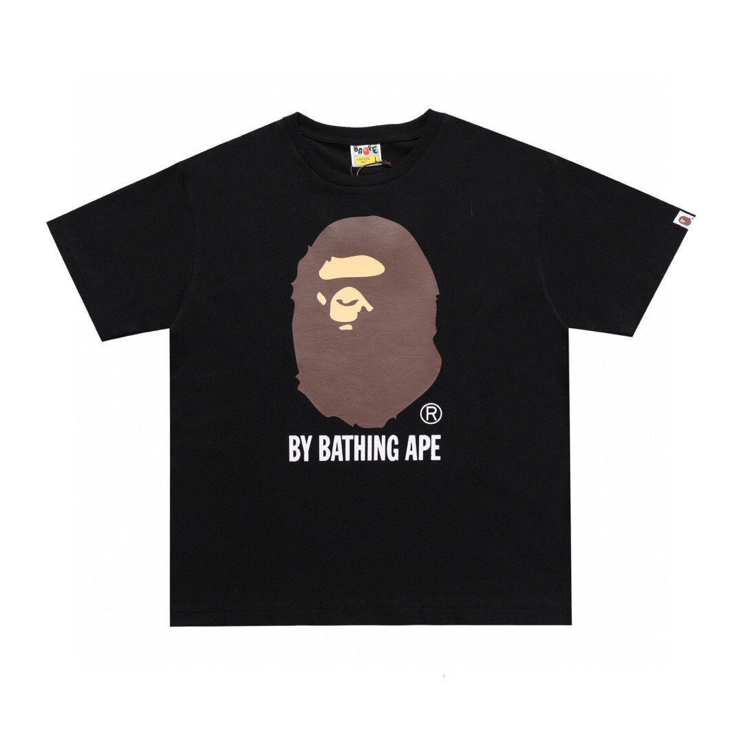 A BATHING APE BAPE By Bathing Ape Tee 猿人头 字母印花 白色 红色 黄色 粉色 黑色 圆领 T恤 短袖 夏款 男女同款 0ZXTEM110003E