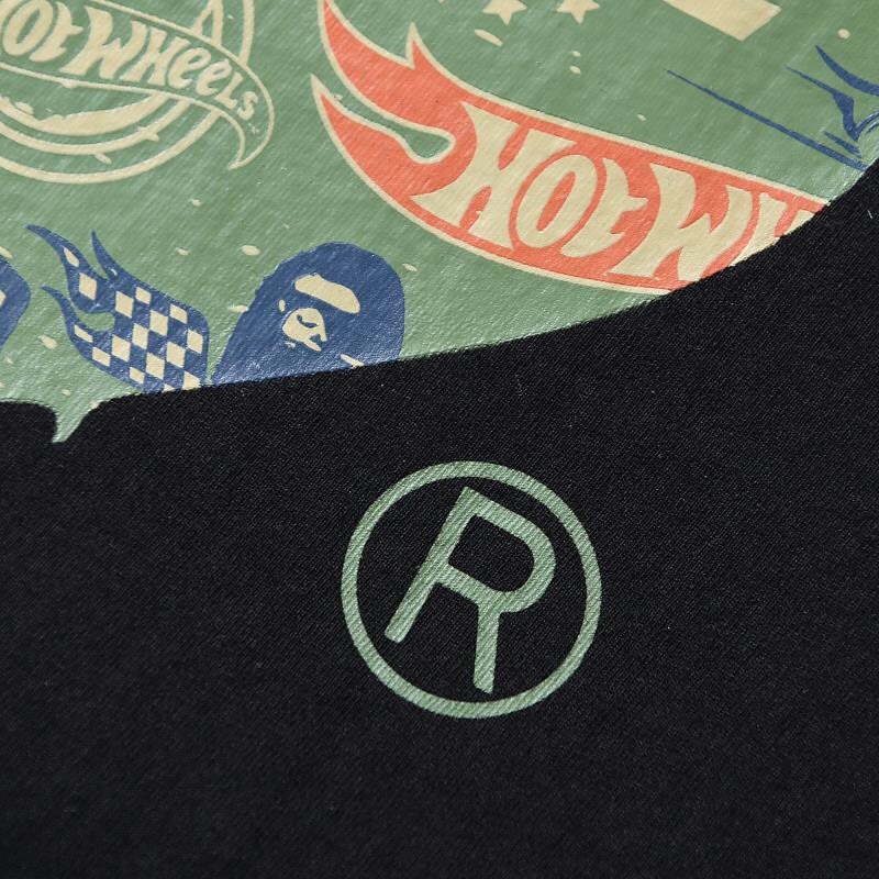 BAPE Hot Wheels 联名款猿人头图案 Logo 印花 黑色 圆领 T恤 短袖 夏款 男女同款 0ZXTEM110918I