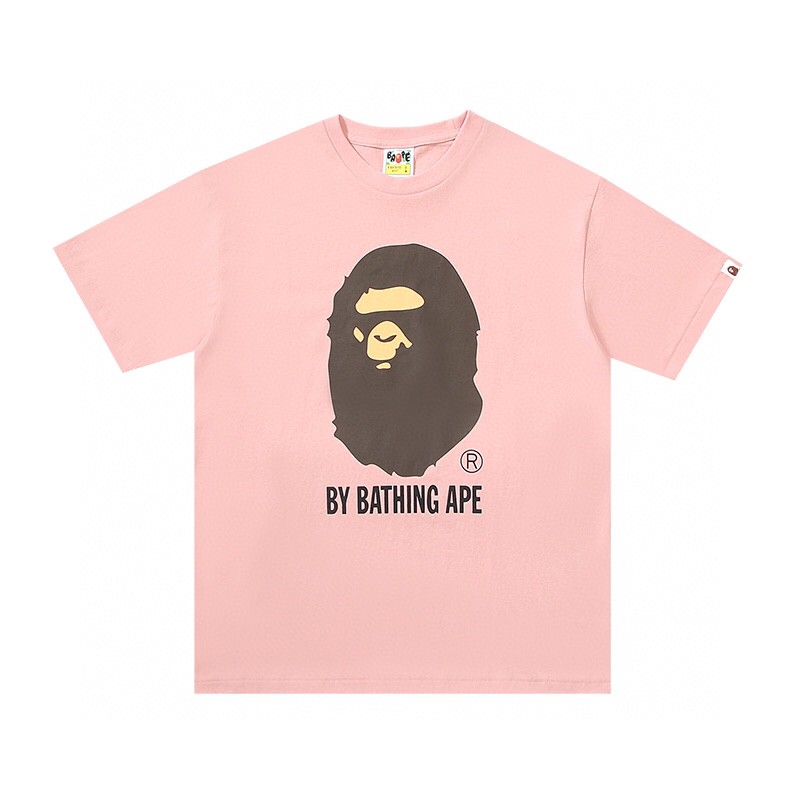 A BATHING APE BAPE By Bathing Ape Tee 猿人头 字母印花 白色 红色 黄色 粉色 黑色 圆领 T恤 短袖 夏款 男女同款 0ZXTEM110003E