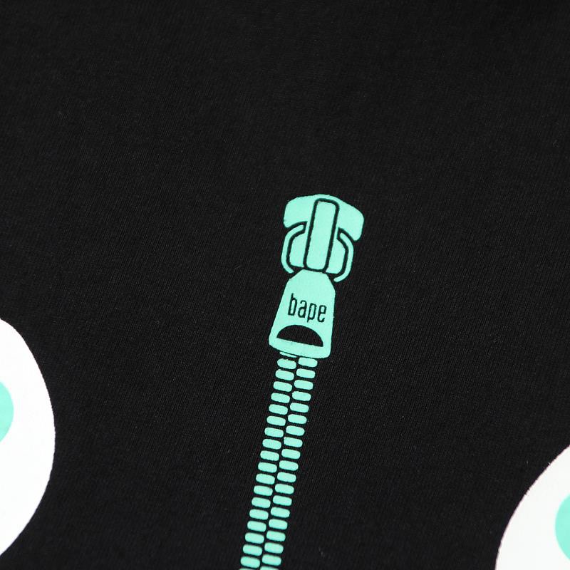 BAPE 鲨鱼拉链印花图案 白色 黑色 圆领 T恤 短袖 夏款 男女同款 