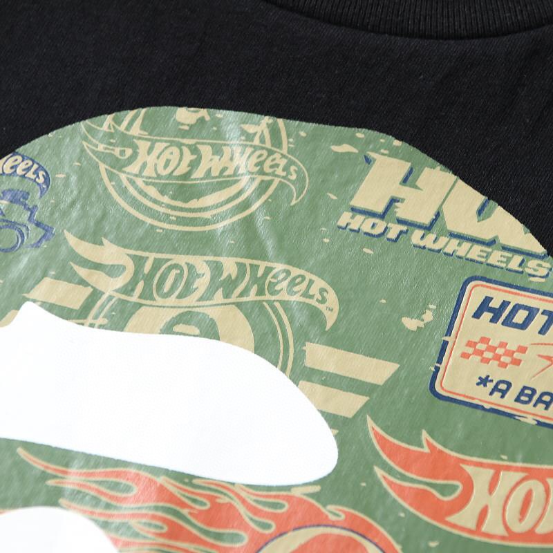 BAPE Hot Wheels 联名款猿人头图案 Logo 印花 黑色 圆领 T恤 短袖 夏款 男女同款 0ZXTEM110918I
