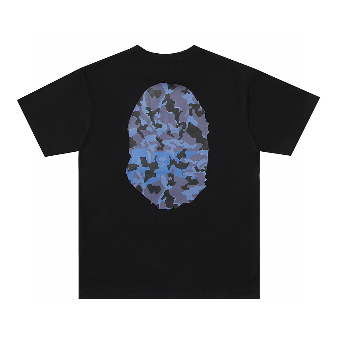 A BATHING APE BAPE 字母沙漠迷彩猿人头 印花 白蓝色 黑蓝色 白棕色 黑棕色 圆领 T恤 短袖 夏款 男女同款 0ZXTEM110050I