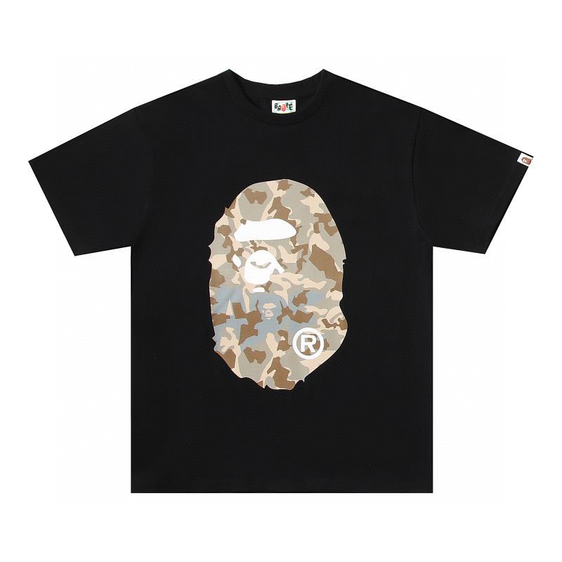 A BATHING APE BAPE 字母沙漠迷彩猿人头 印花 白蓝色 黑蓝色 白棕色 黑棕色 圆领 T恤 短袖 夏款 男女同款 0ZXTEM110050I