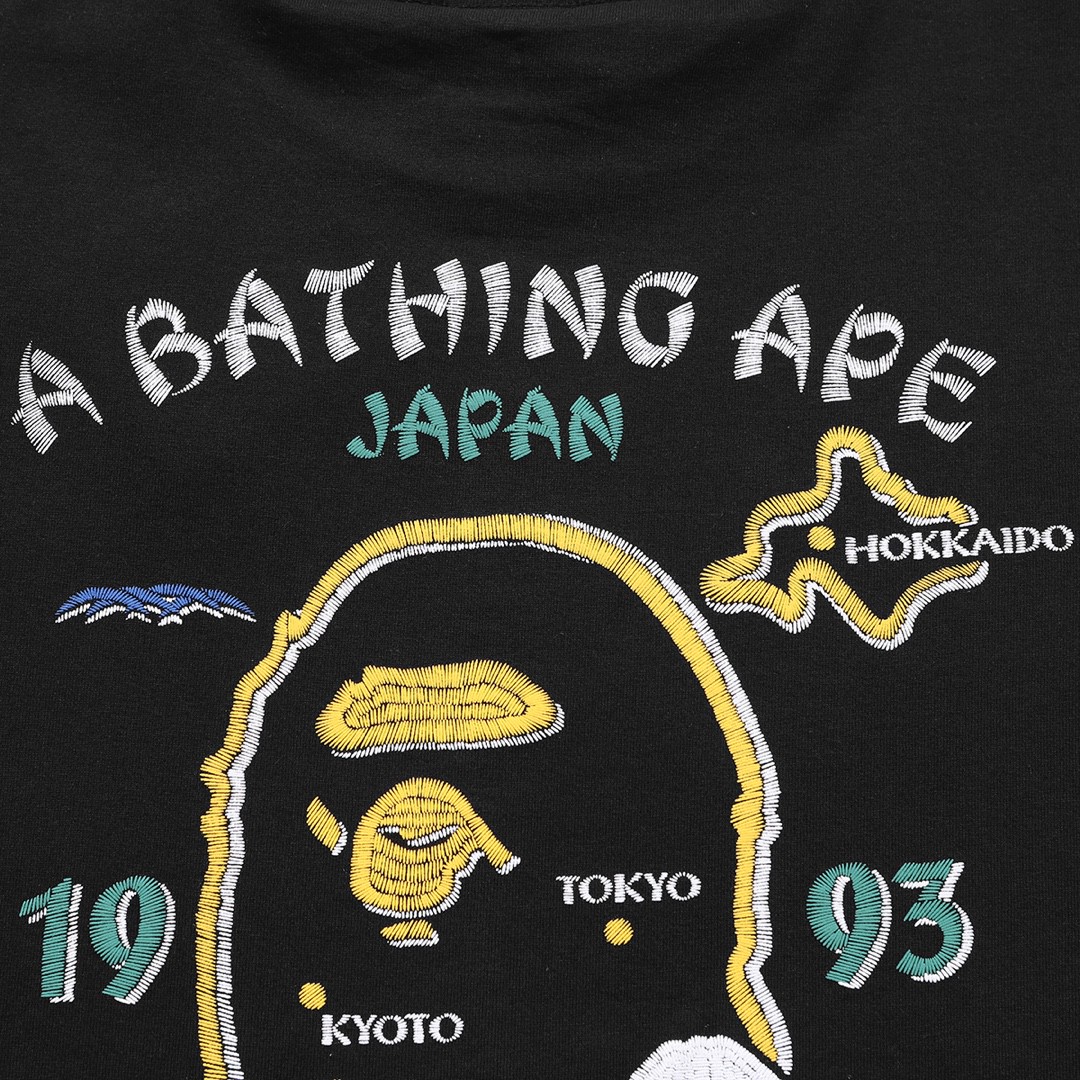 BAPE 纯色猿人头 印花 白色 黑色 圆领 T恤 短袖 夏款 男女同款 1I72-110-035