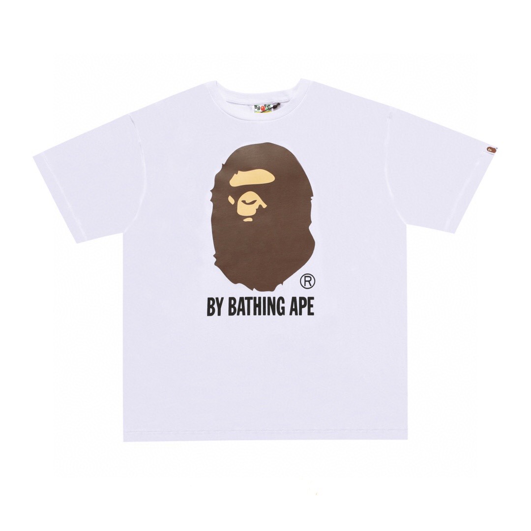 A BATHING APE BAPE By Bathing Ape Tee 猿人头 字母印花 白色 红色 黄色 粉色 黑色 圆领 T恤 短袖 夏款 男女同款 0ZXTEM110003E