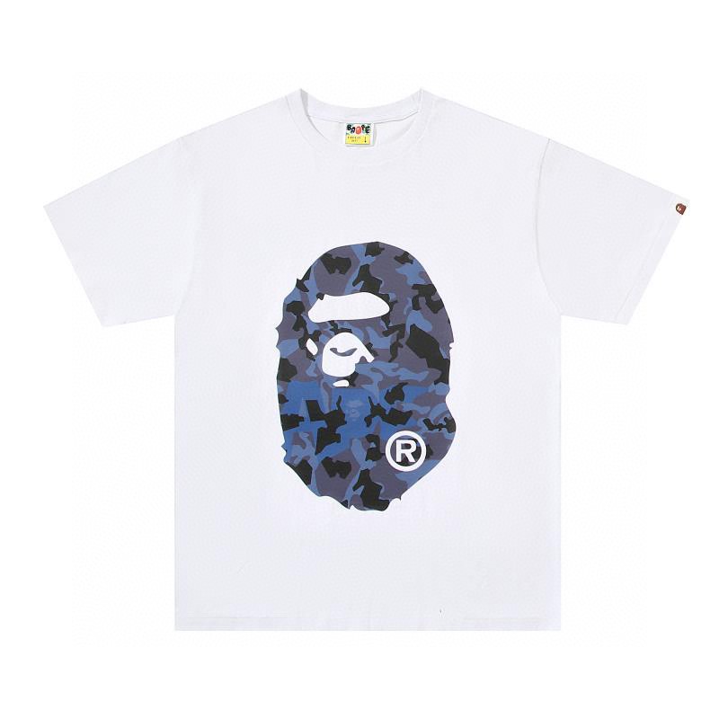 A BATHING APE BAPE 字母沙漠迷彩猿人头 印花 白蓝色 黑蓝色 白棕色 黑棕色 圆领 T恤 短袖 夏款 男女同款 0ZXTEM110050I
