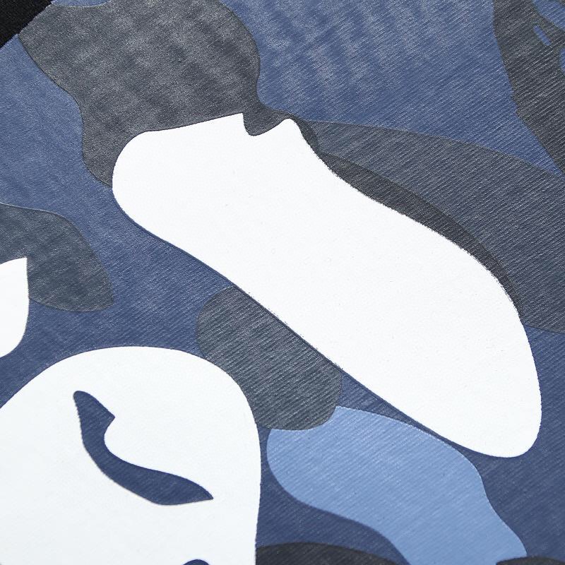 BAPE 圆环大猿人头 纯色休闲印花T恤 黑蓝色 黑紫色 黑红色  圆领 短袖 夏款 男女同款 0ZXTEM10017MI