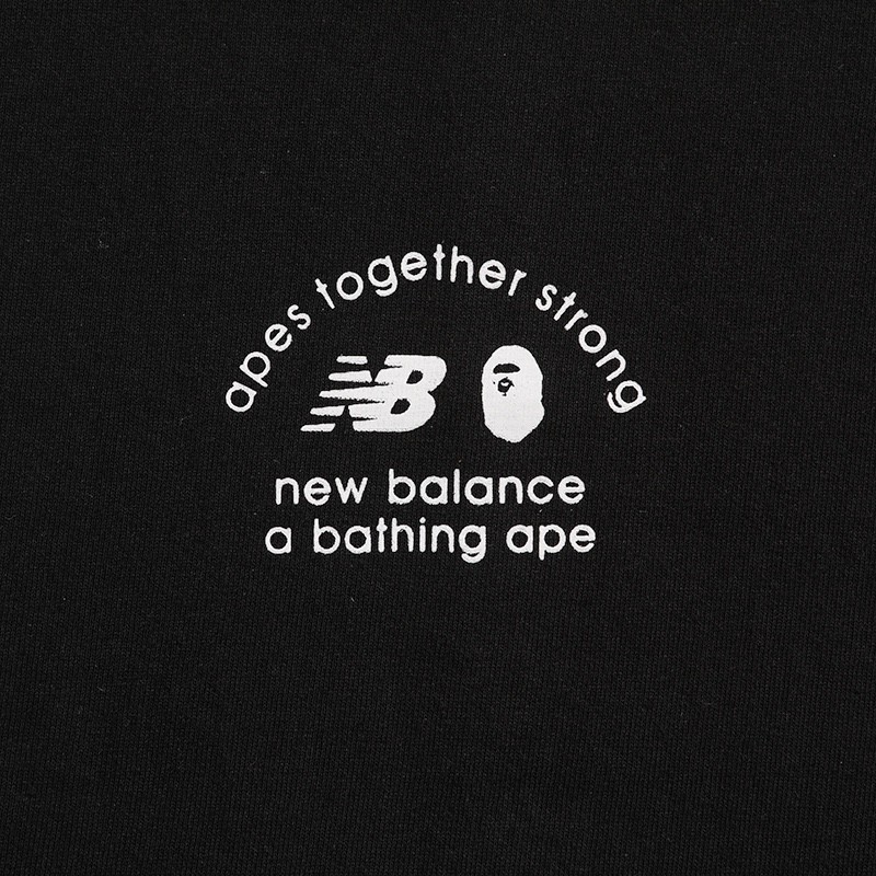 New Balance Bape 联名款 Logo 印花 白色 黑色 杏色 绿色 圆领 短袖 夏款 男女同款 BATE2000-GRX