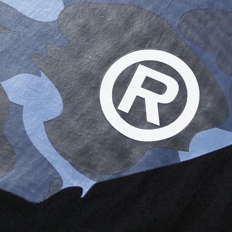 BAPE 圆环大猿人头 纯色休闲印花T恤 黑蓝色 黑紫色 黑红色  圆领 短袖 夏款 男女同款 0ZXTEM10017MI