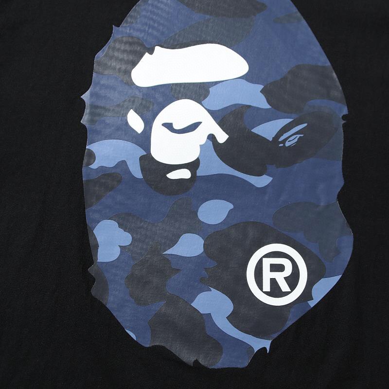 BAPE 圆环大猿人头 纯色休闲印花T恤 黑蓝色 黑紫色 黑红色  圆领 短袖 夏款 男女同款 0ZXTEM10017MI