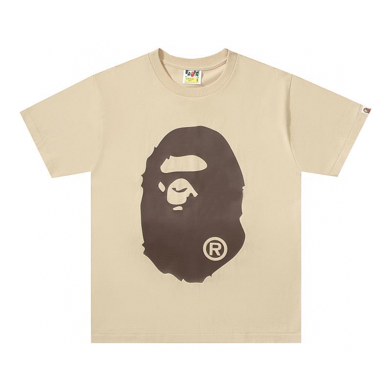 BAPE 纯色猿人头 印花 白色 黑色 杏色 圆领 T恤 短袖 夏款 男女同款 1H30-110-026